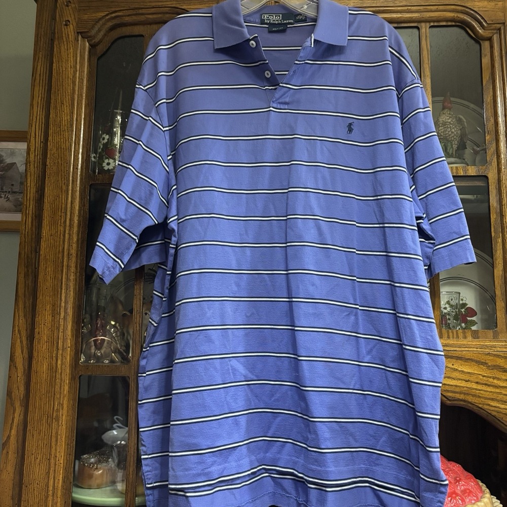 Polo By Ralph Lauren Golf Fit Men's Blue Horizontal Stripe‎ Size XL Polo Shirt